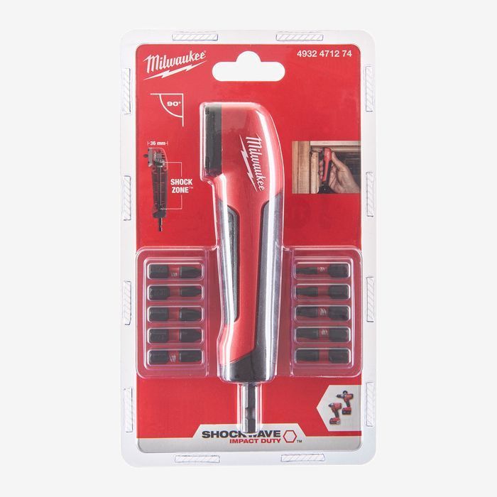 Насадка кутова Milwaukee SHOCKWAVE з бітами (11шт)