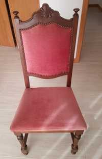 Cadeira em mogno e veludo grená