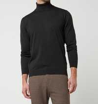 Sweter z wywijanym kołnierzem z wełny merino - czarny. Brax rozmiar L
