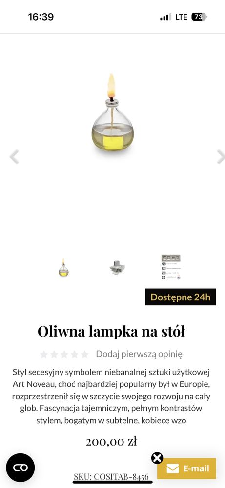 Lampka oliwna z knotem nowa prawdziwa stara
