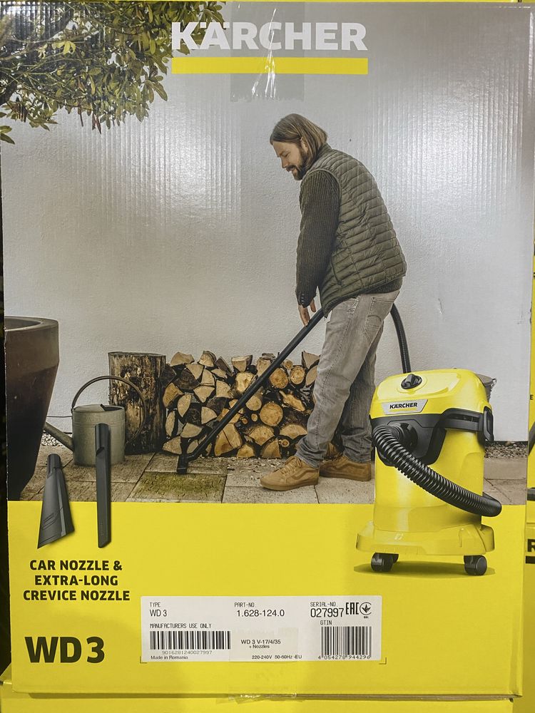 Пилосос Karcher WD 3 V-17/4/35+Nozzles 1.628-124.0 нові з польщі