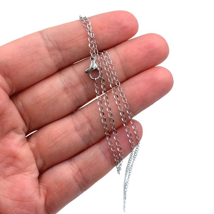 Łańcuszek Srebrny Splot Twisted Oval 45cm / 1,7mm - Stal chirurgiczna