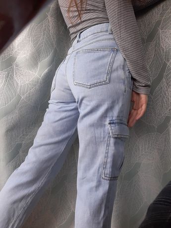 Jasnoniebieskie joggery spodnie jeansy cargo denim co. 32