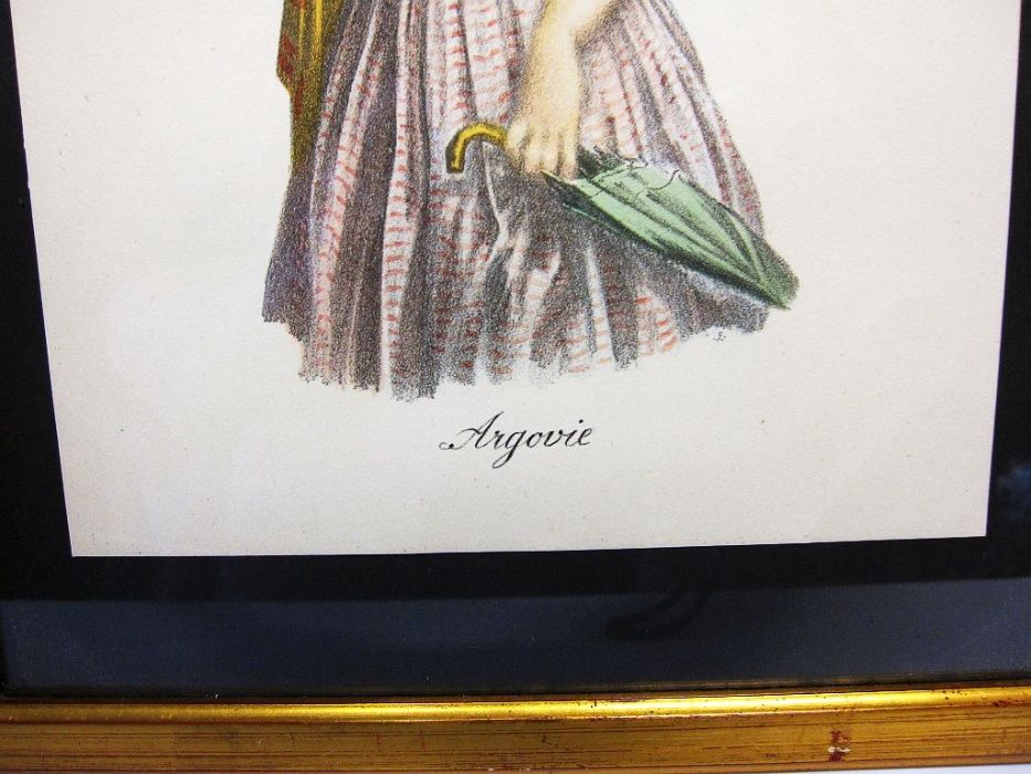 quadro com antiga estampa de costume suíço de Argovie