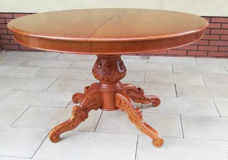 stół okrągły do krzesła rozkładany stylowy drewniany ludwik stolik ław