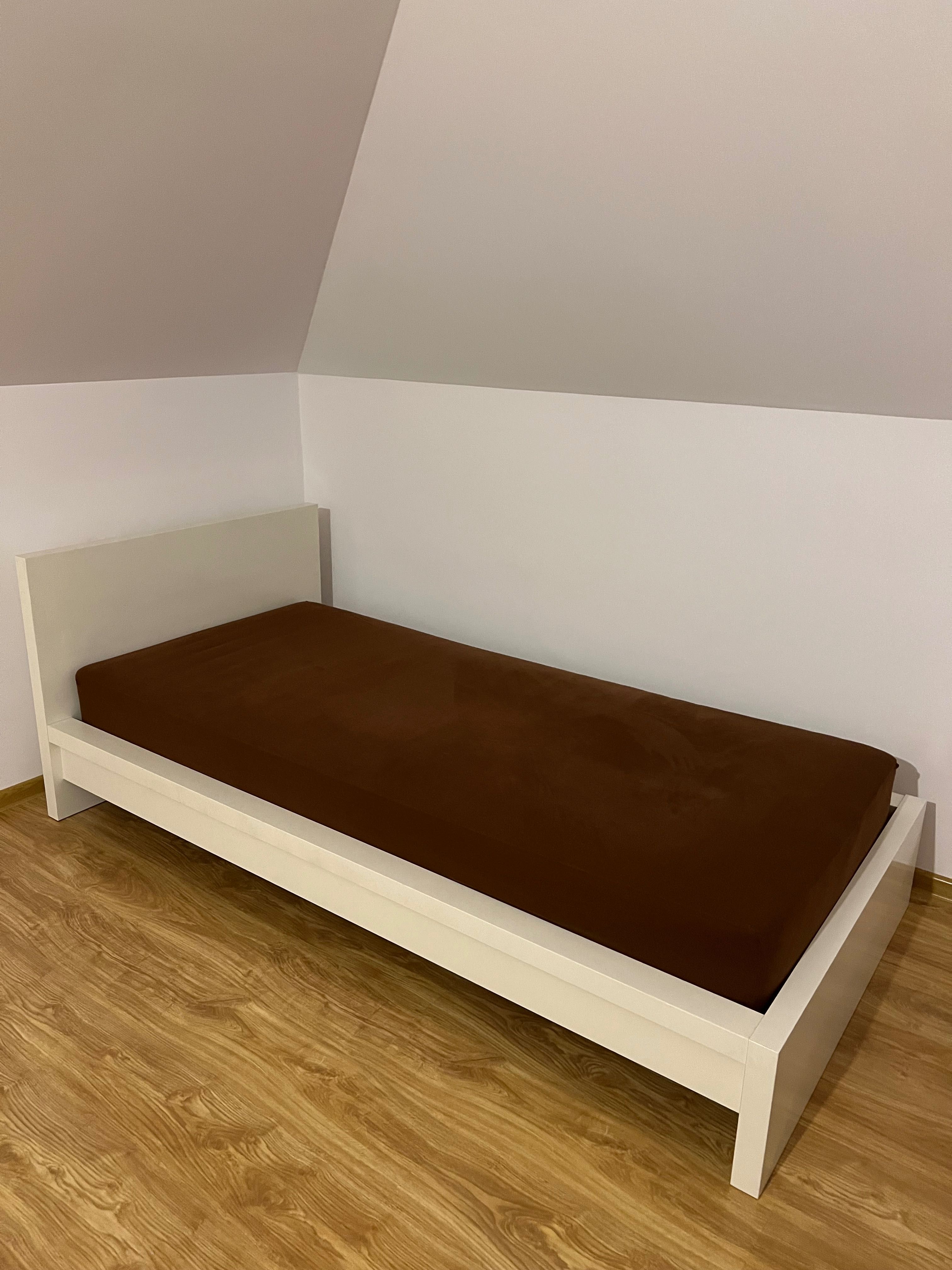 Łóżko rama łóżka z wkładem i materacem Malm Ikea białe 90x200 cm