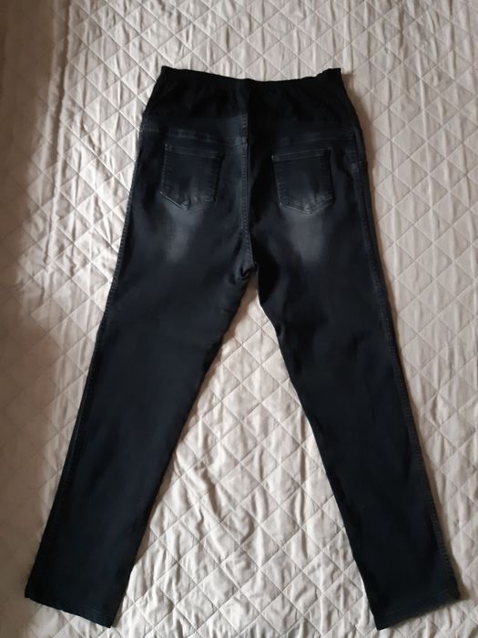 Jeansy czarne spodnie ciążowe XXL, uciagliwe 44