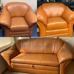 Komplet sofa z funkcją spania + dwa fotele brązowe