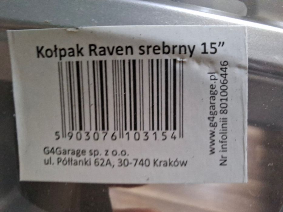 Kołpaki srebrne RAVEN 15” NOWE