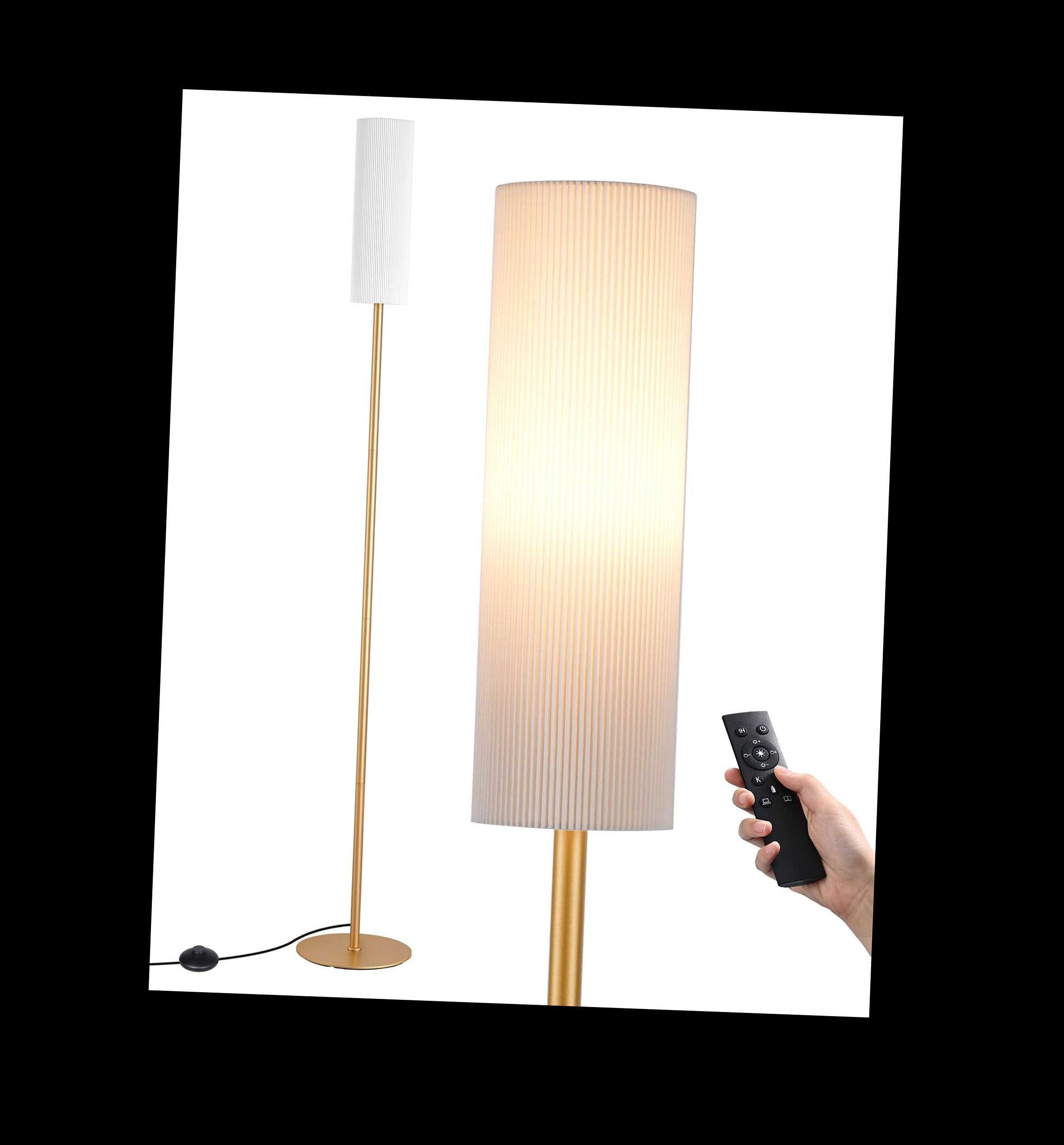 lampa stojąca podłogowa LED do salonu - kolor miedziany złoty