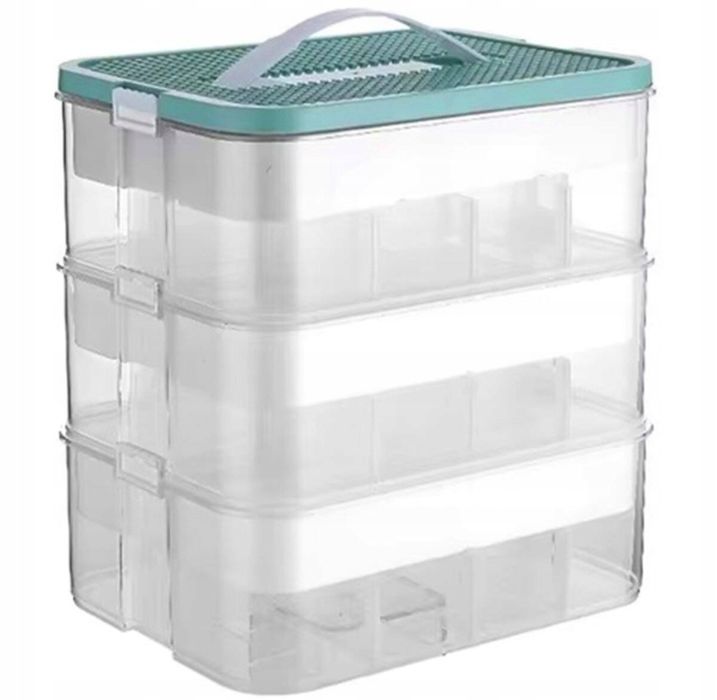 Pojemnik na Klocki 3 Warstwowy Pietrowy LEGO Organizer z przegródkami