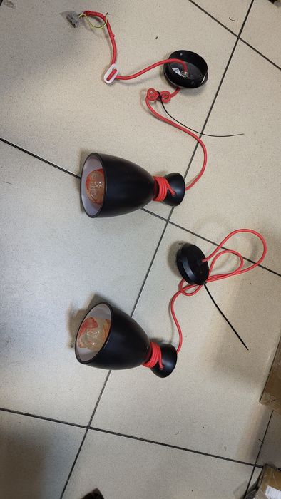 Светильник подвесной лофт с красным кабелем e27