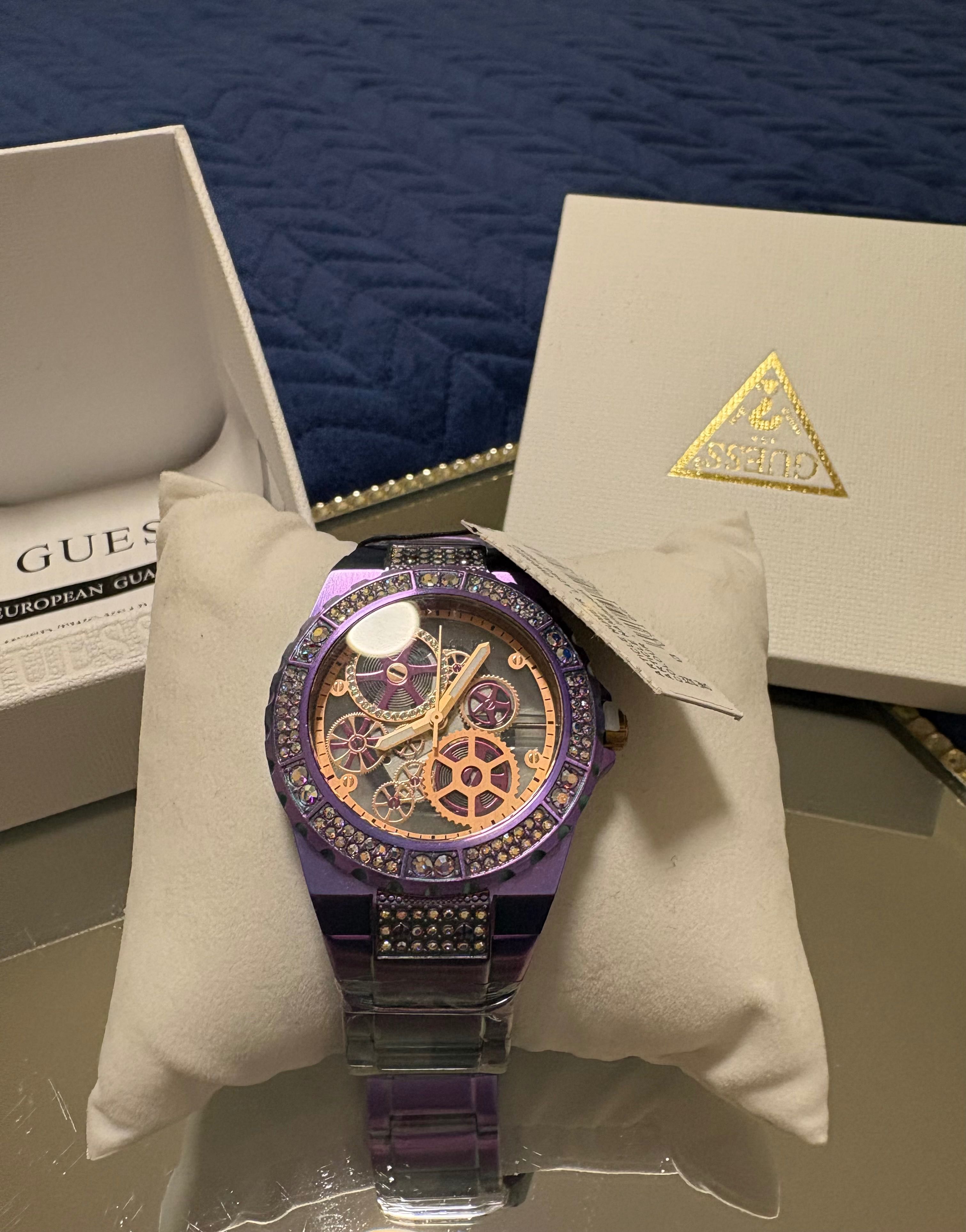 Damski Zegarek Guess GW0302L3 Reval Fioletowy Cyrkonie