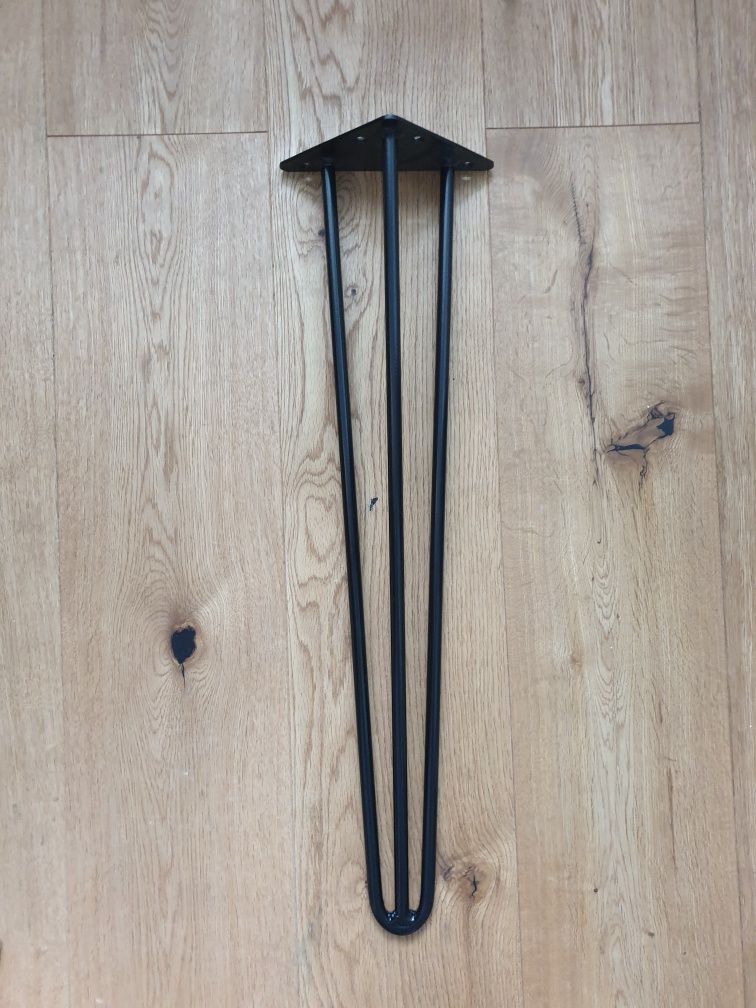 Noga stołowa metalowa hairpin 3 pręty czarna 65 cm