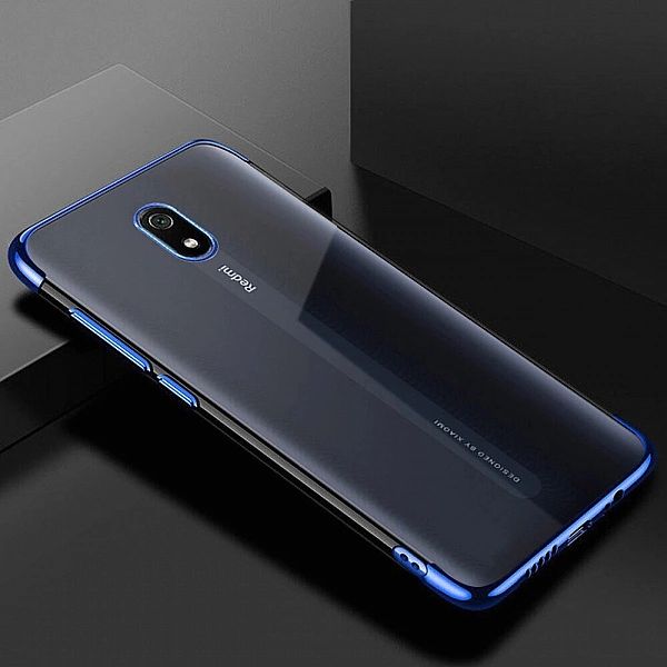 Żelowy pokrowiec etui z metaliczną ramką do Xiaomi Redmi 8a niebieski