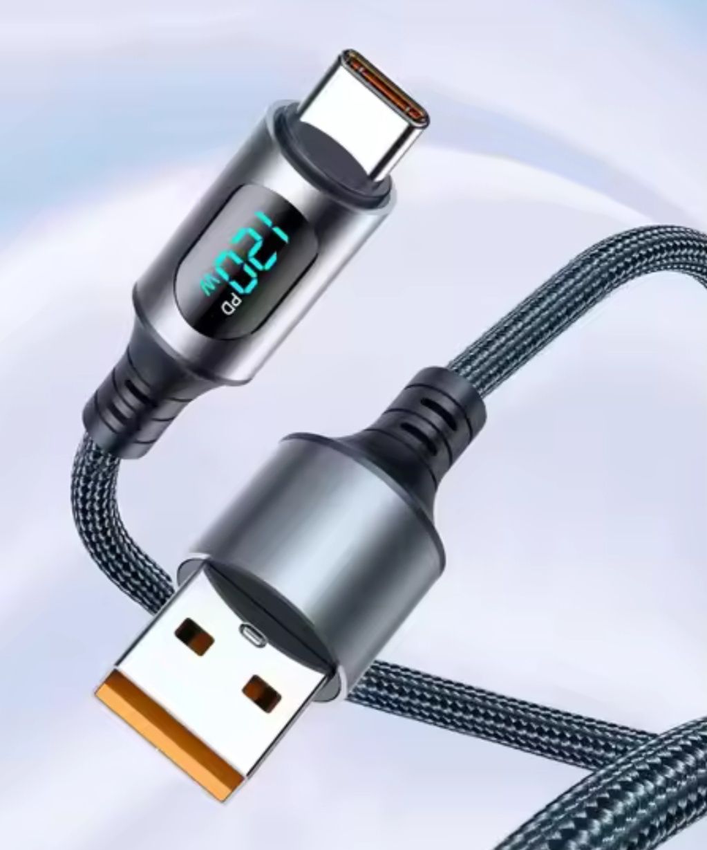 Кабель Type-c/Type-c 100w 7A 2м Usb/Type-c 1м з дисплеєм