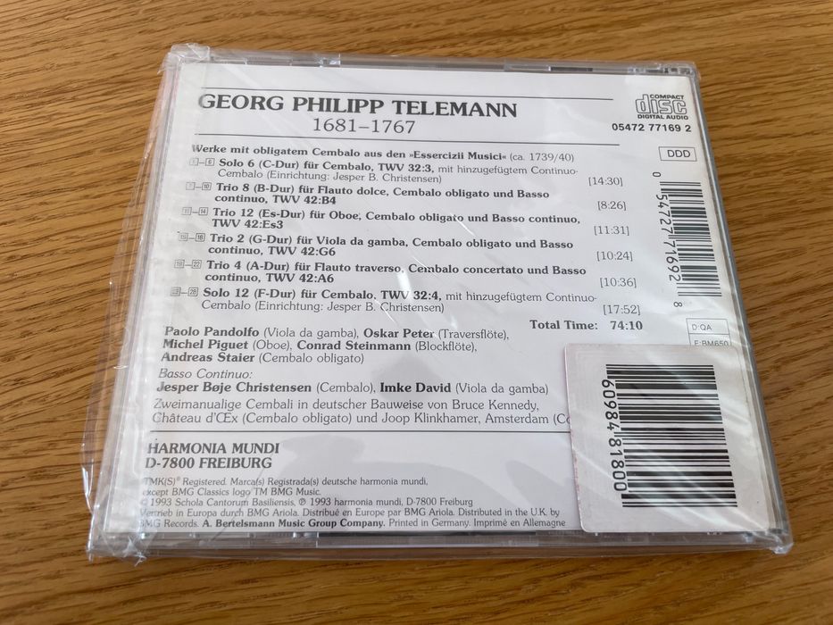 Georg Philipp Telemann Werke Mit Obligaten Cembalo NOWY