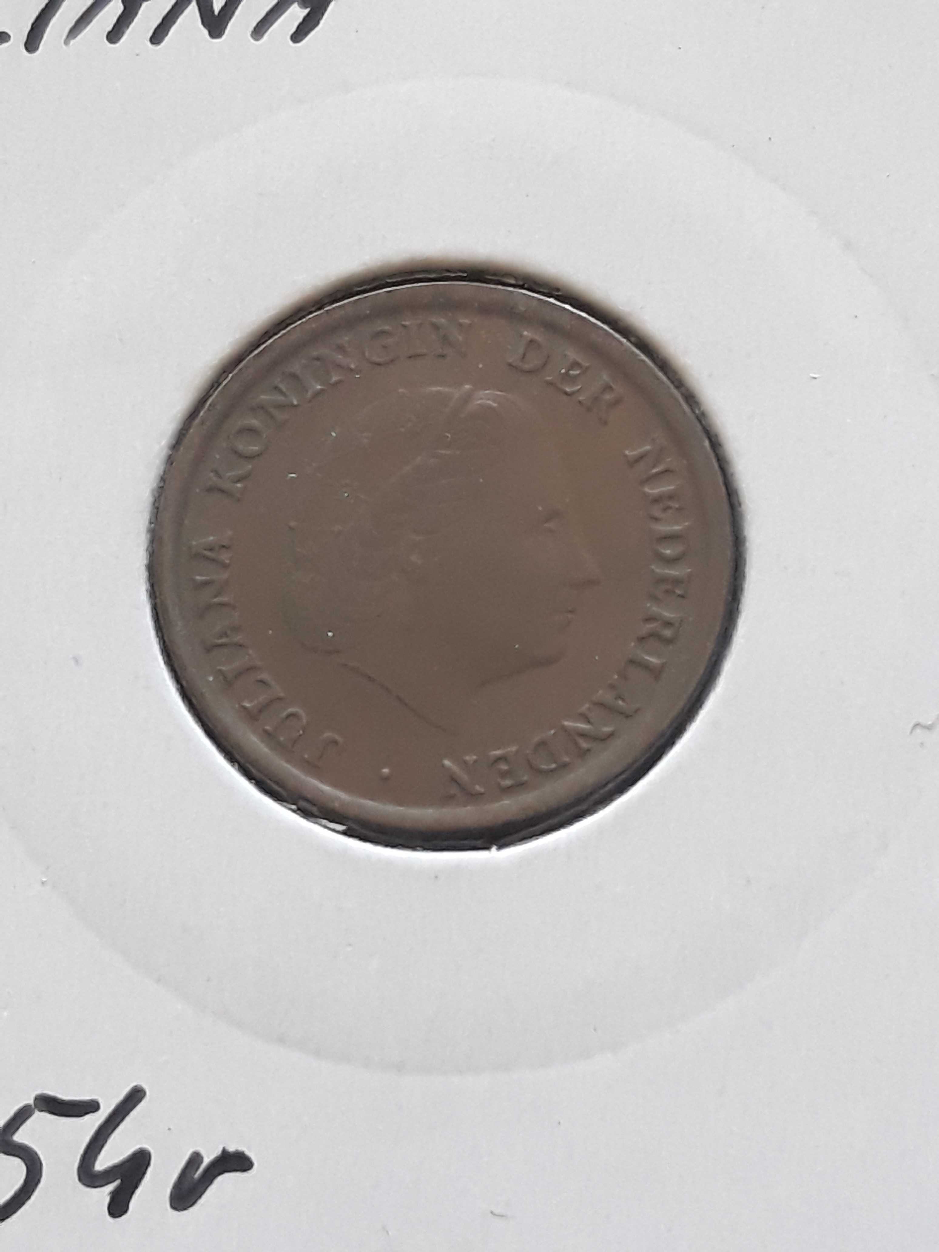 1 Cent Holandia 1954 r. - Juliana- rzadkość-około menniczy