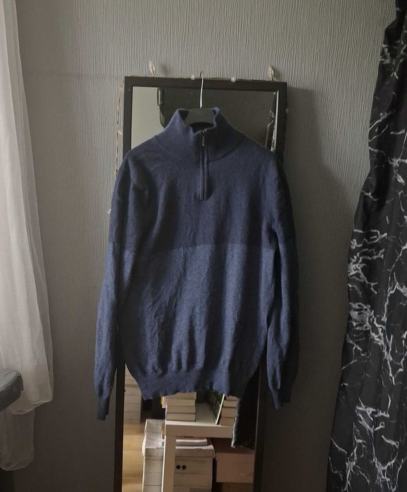 Granatowy sweter Gino Rossi wełna merino kaszmir