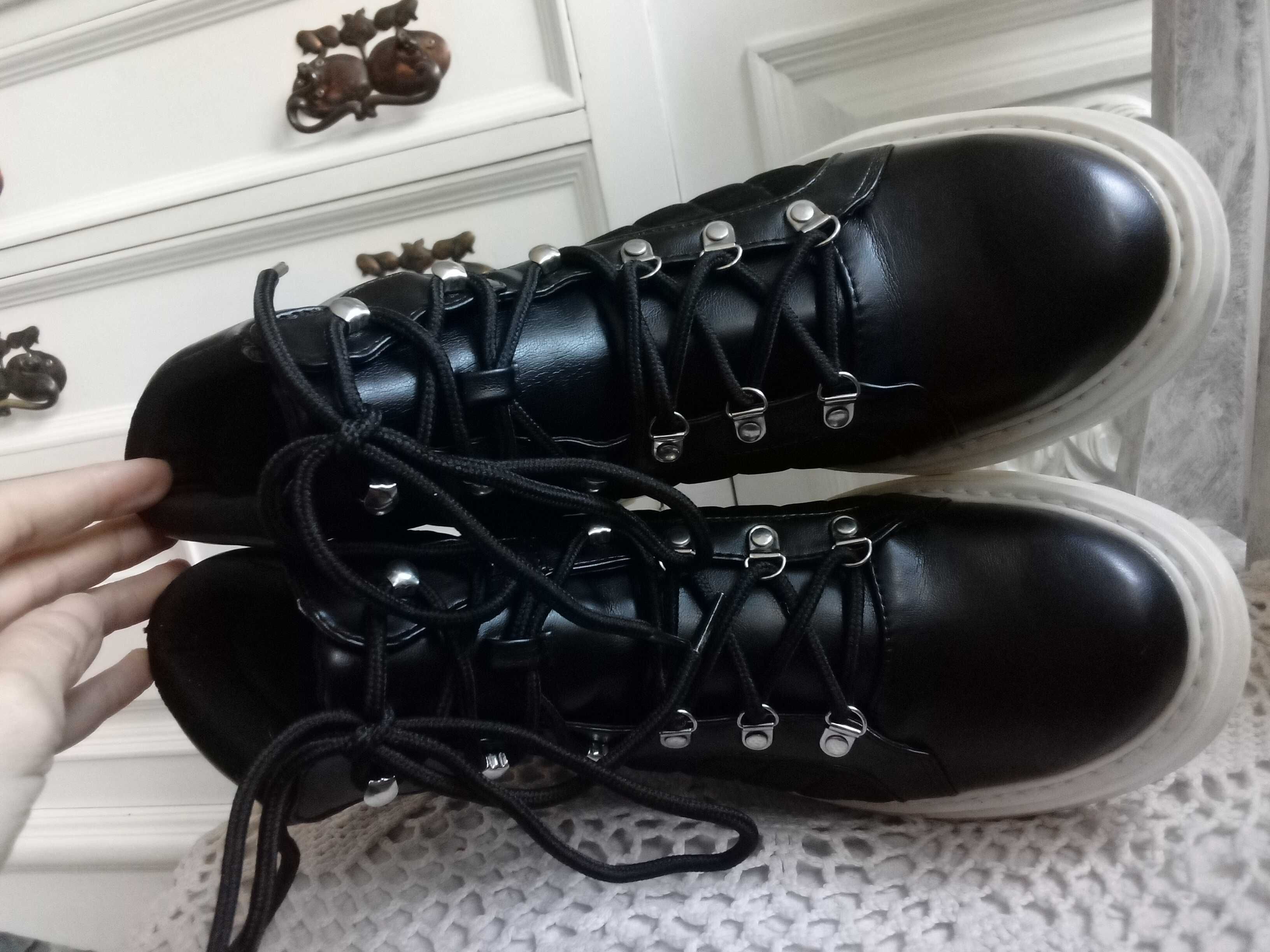 NOWE botki trzewiki damskie 38 buty sneakersy trapery zimowe ocieplane
