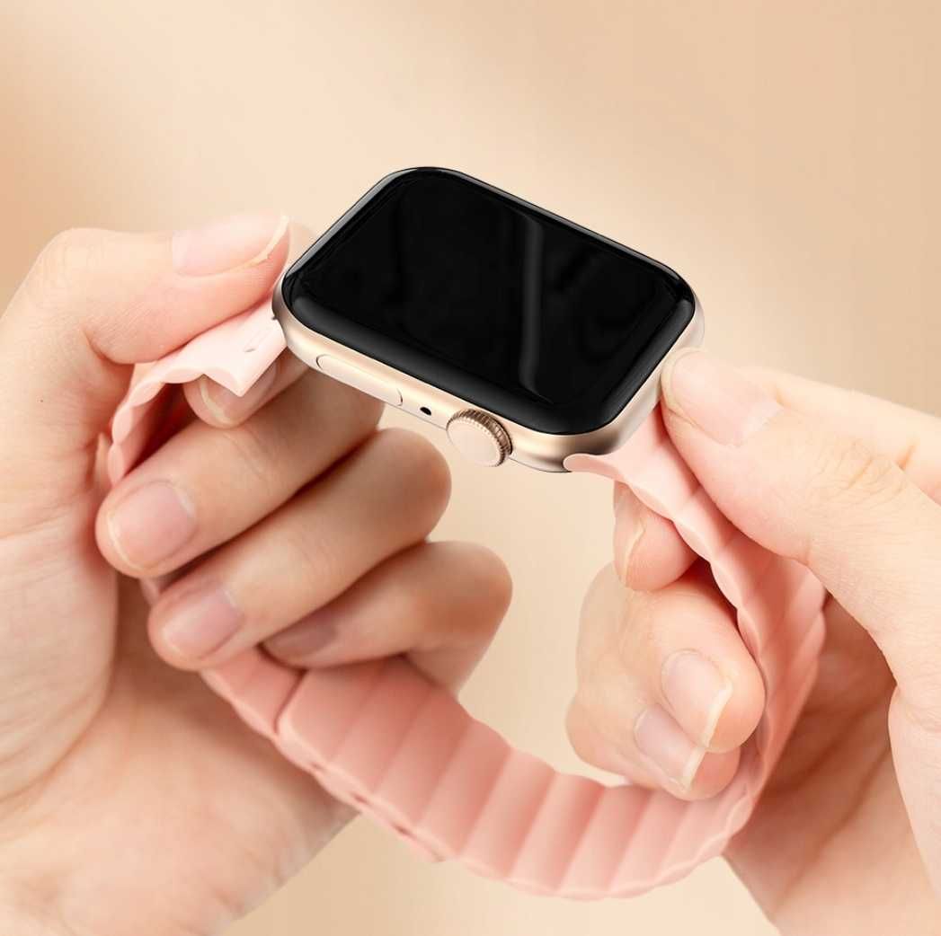 Silikonowy pasek bransoletka magnetyczna do Apple Watch różowy 42/44mm