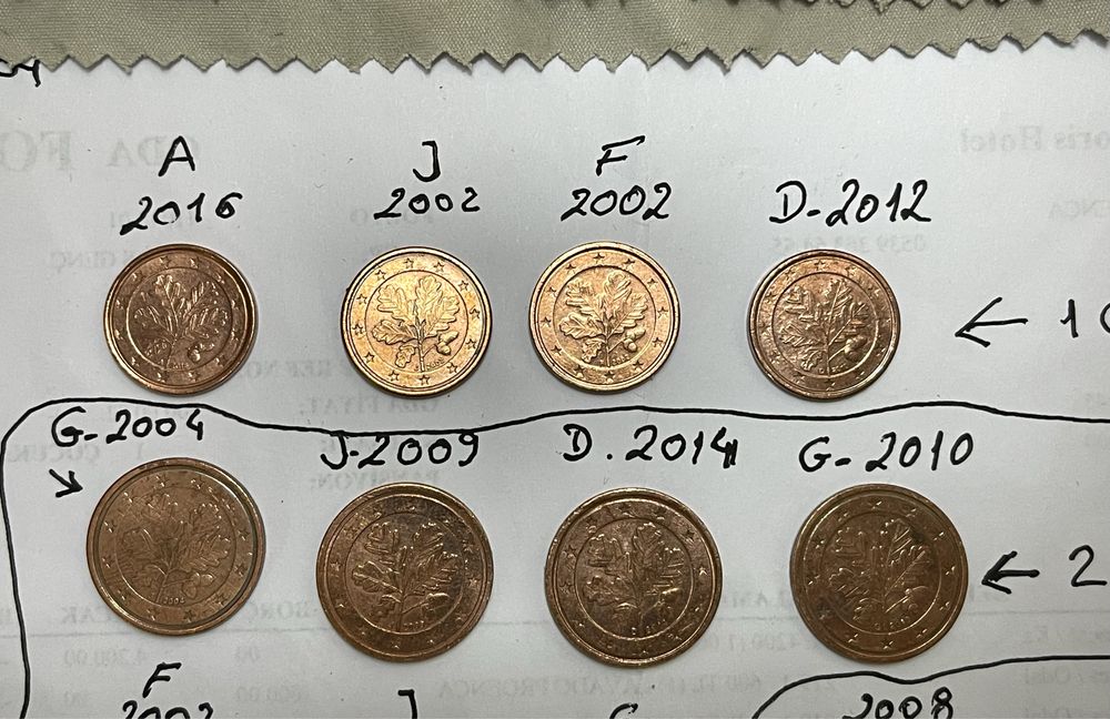 Moeda 0,1 cent- 2002 Duas (J) (F) carvalho “LOTE varias moedas