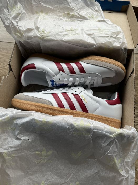 Оригінал з сертифікатом | adidas Samba OG White Burgundy Gum 46 EU