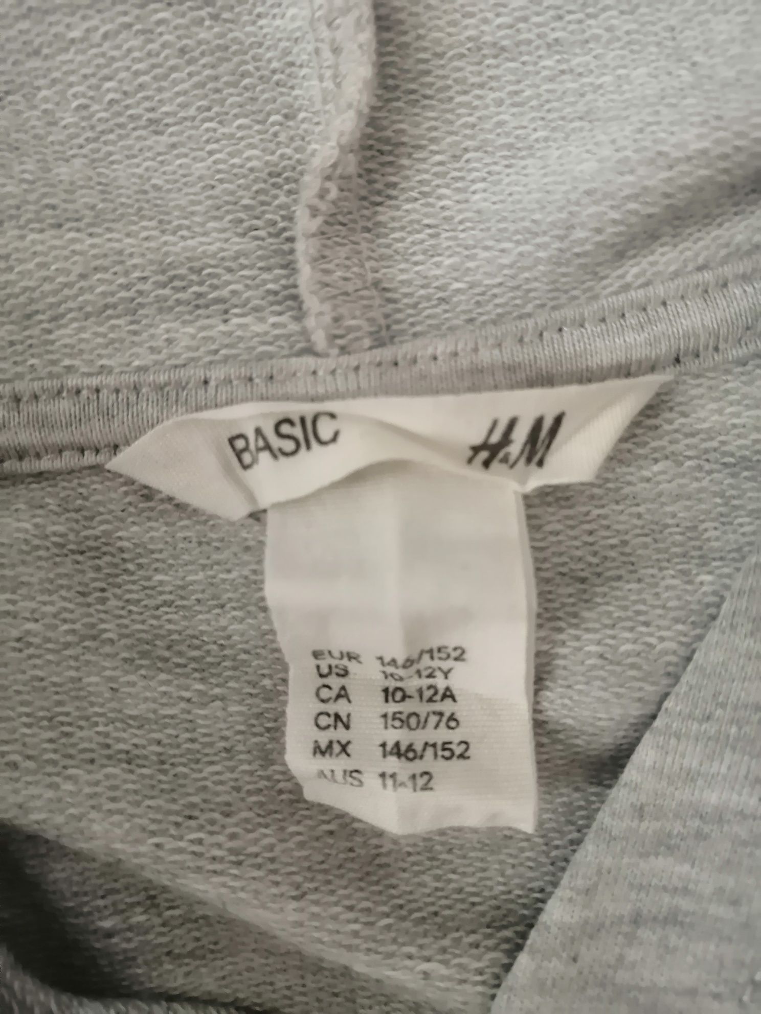 Bluza H&M szara 146 152 krótka kaptur długi rękaw