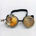 Gogle steampunk goth cosplay fantasy retro vintage żółte złote kratka
