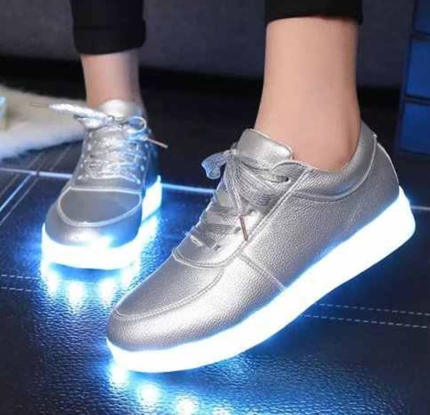Srebrne Buty LED - Podświetlane Dyskotekowe - rozmiar. 38-40