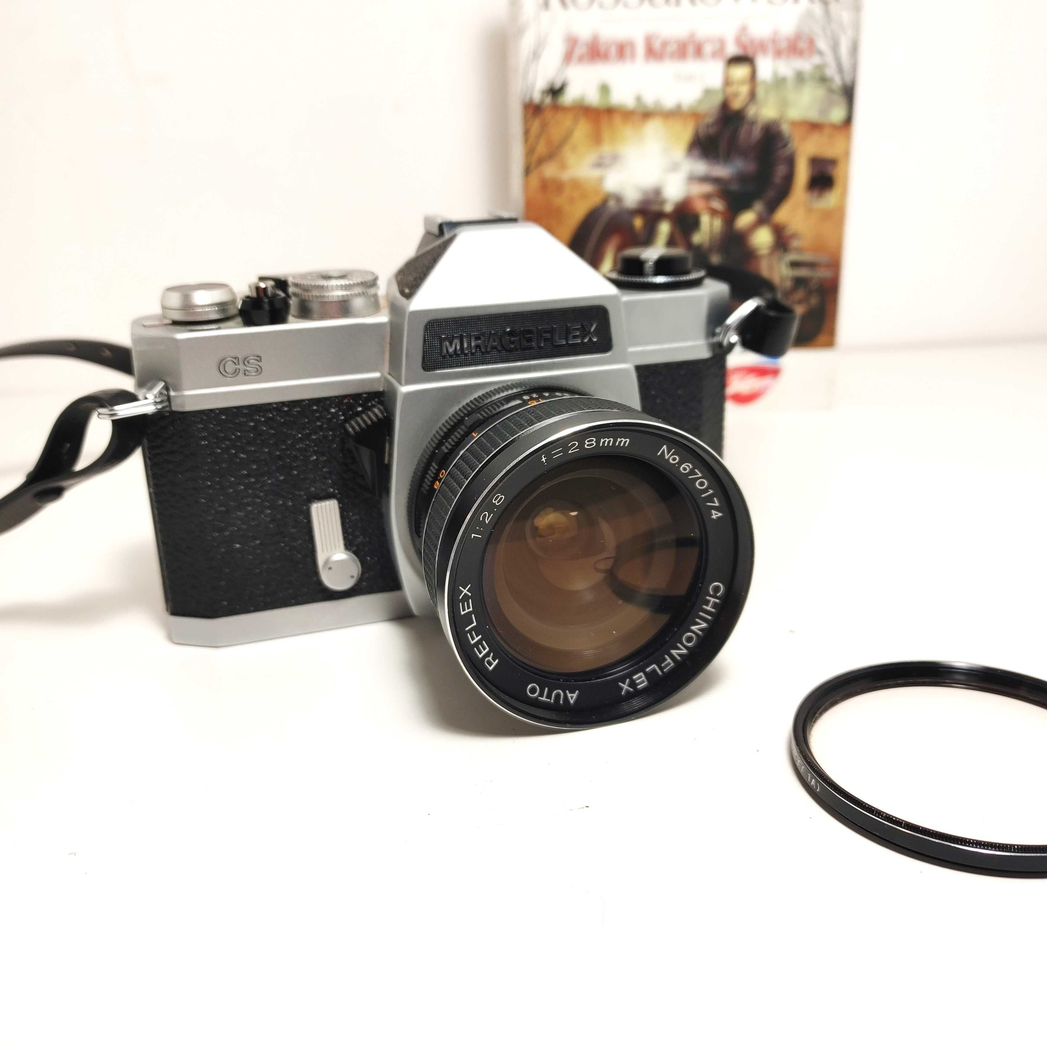 Piękna lustrzanka analogowa MIRAGEFLEX CS - Chinon CS z  1:2,8 28 mm