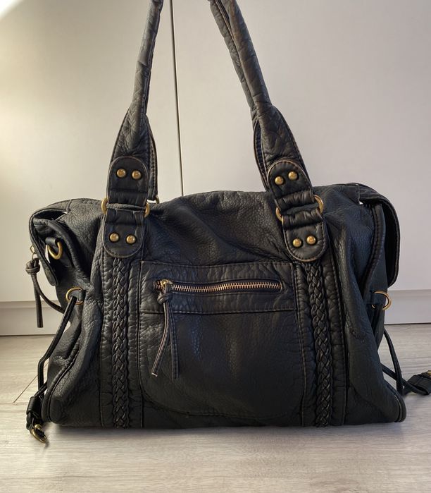 Czarna skórzana torebka vintage city bag