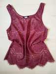 bordowy top koronkowy xs s ażur transparentny rock gotycki oversize