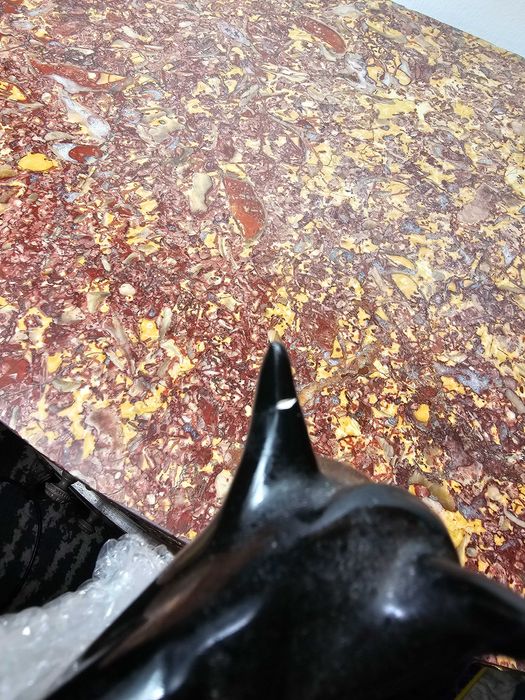 Duży piękny ceramiczny koń rasy Clydesdale 25 cm klejone ucho