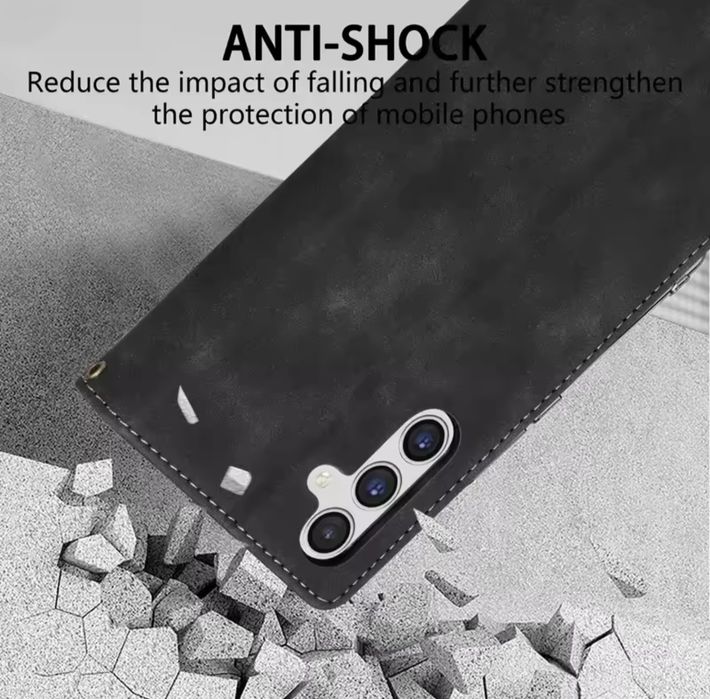 Czarne skórzane etui- portfel Samsung s23