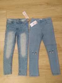 Dwie pary legginsów jeans 128 nowe