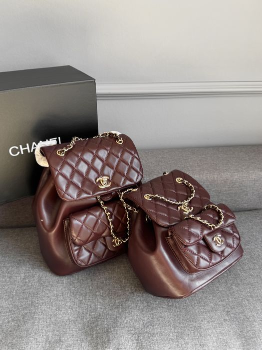 Рюкзак Chanel Backpack Lambskin шкіра | бургунді, білий, чорний