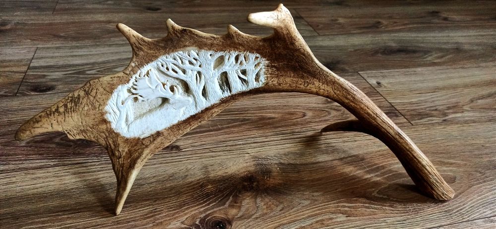 Łopata grawerowana, poroże prezent dla miłośnika lasu, poroża, zrzutów