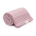 Kocyk warkocz powder pink ze 100% wełny merino - MY MEMI