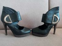 czarne, eleganckie buciki na obcasie, obcas  12 cm, rozm. 37