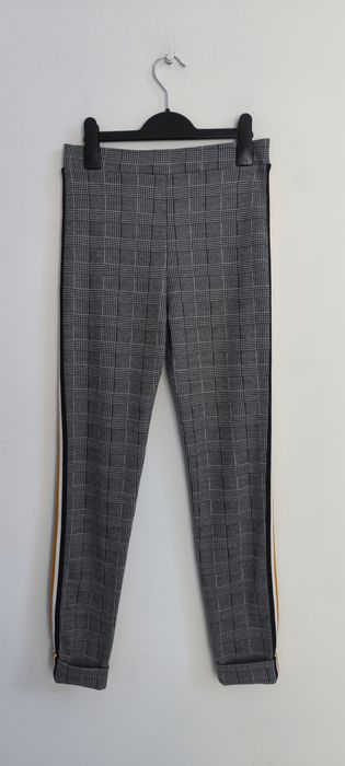 Primark eleganckie spodnie w kratę z lampasami roz 164 cm