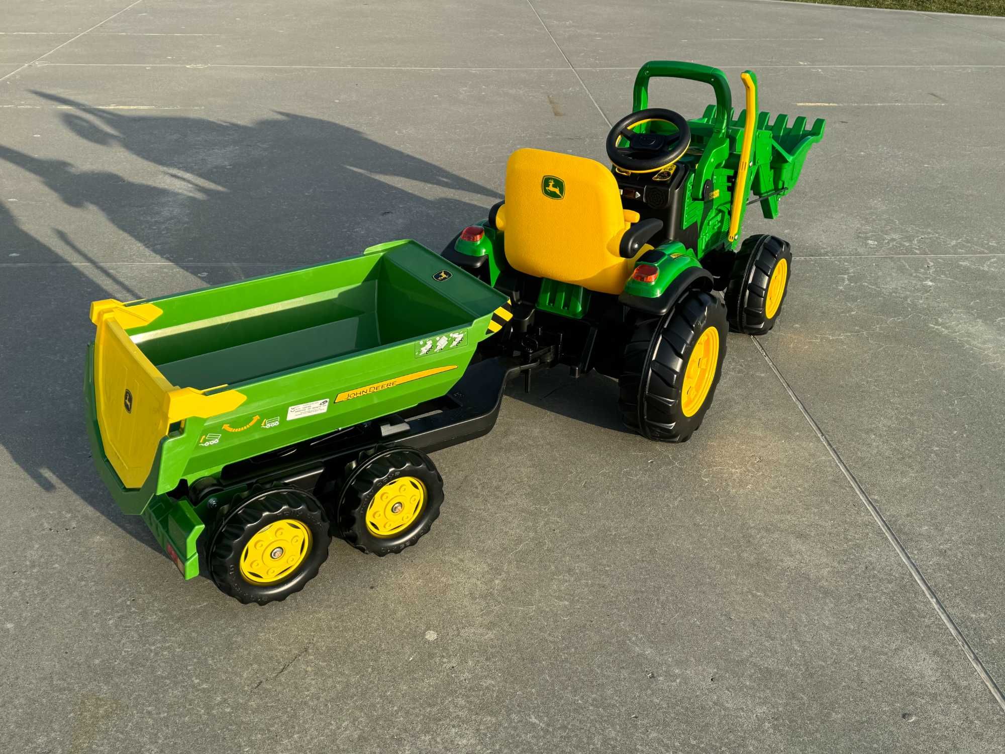 WIELKI ZESTAW JOHN DEERE koparka + przyczepa dwuosiowa PEG PEREGO