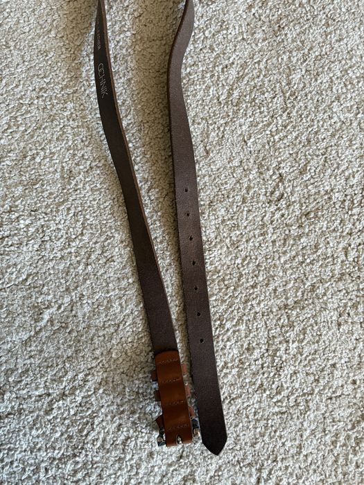 Brązowy klasyczny skórzany pasek damski Ochnik 90