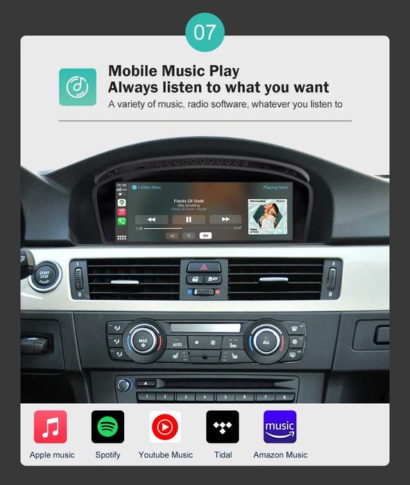 Rádio 9" Linux BMW Série 3 e 5 E60 E90 Carplay Android Auto GPS NOVO