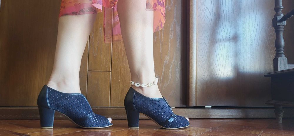 Sapatos Camursa Azul Marinho Tam 36