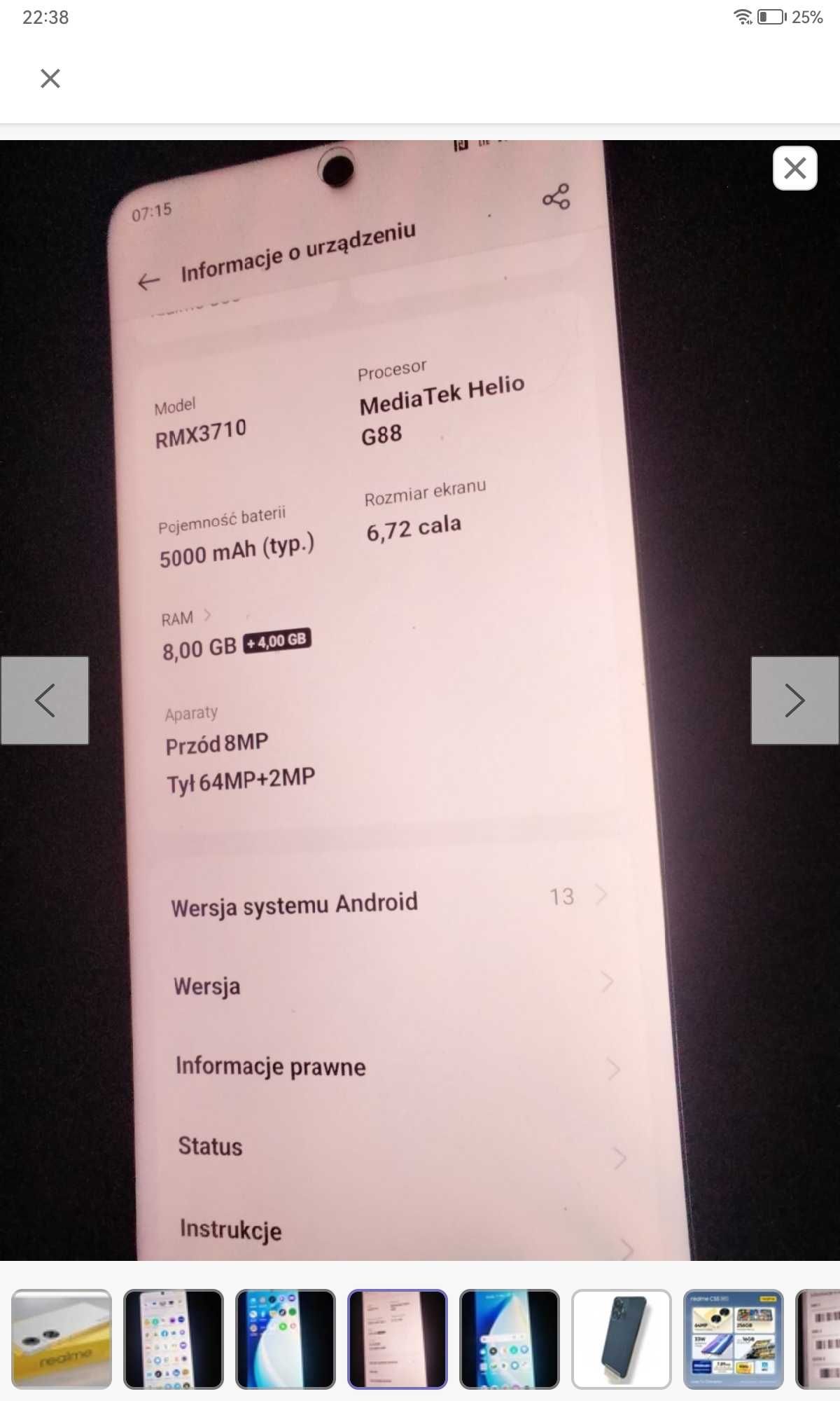 HIT REALMY C55.Ekran 6.72.Android 13.Pamięć 8/256 gb.gwarancja