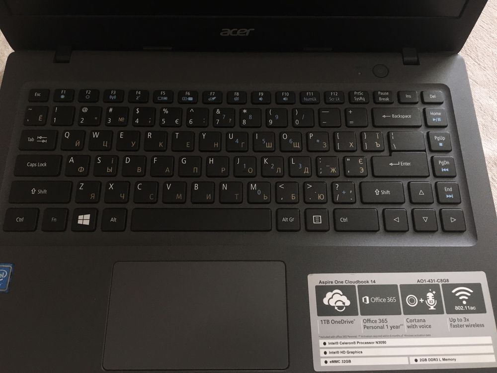 Ноутбук Acer Aspire One Cloudbook 14