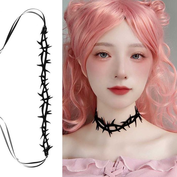 бархатное(мягкое)  Готическое ожерелье -чокер  шипы ведьмы