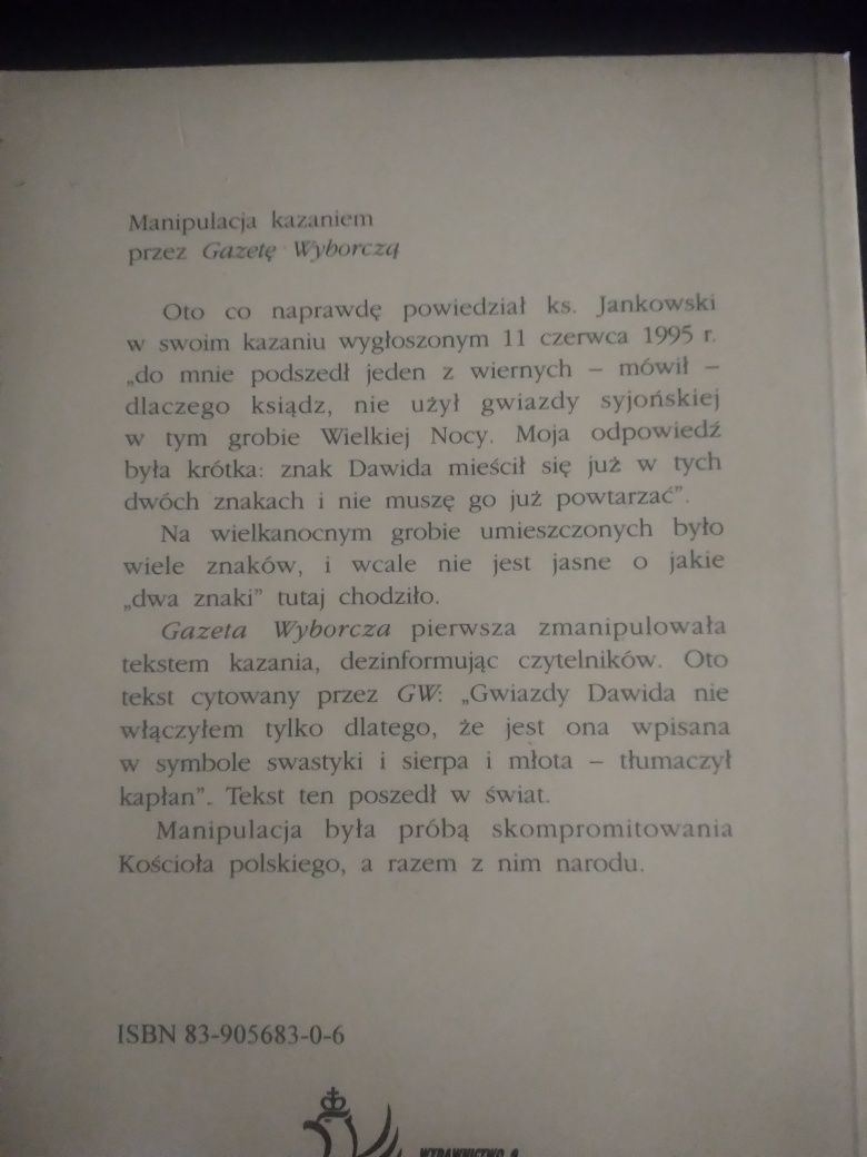 Książka. Henryk Jankowski.  Nie ma za co przepraszać.- Peter Raina