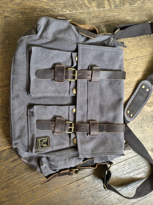 Сумка мужская парусиновая с кожей 35*30*13см